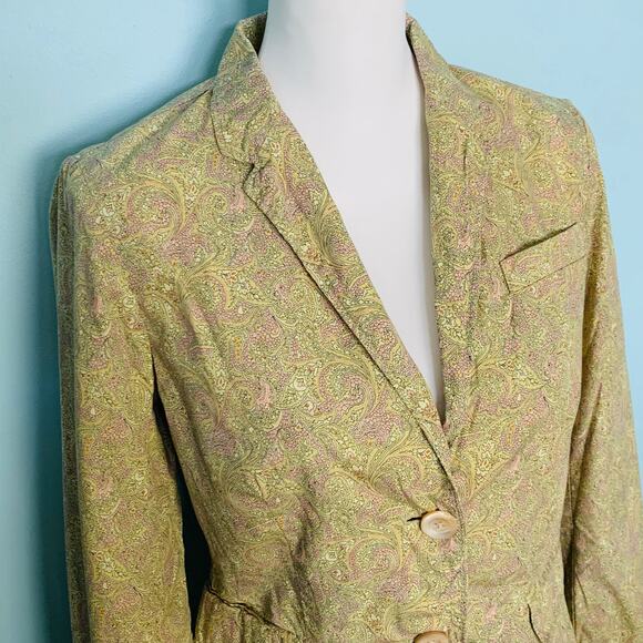 J. Crew Collection Liberty Yellow Floral Cotton Blazer Size 6 - Picture 2 of 7